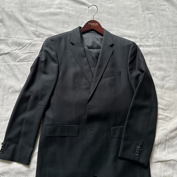 Black, PInstripe, Super 100, 42R, Worn Once